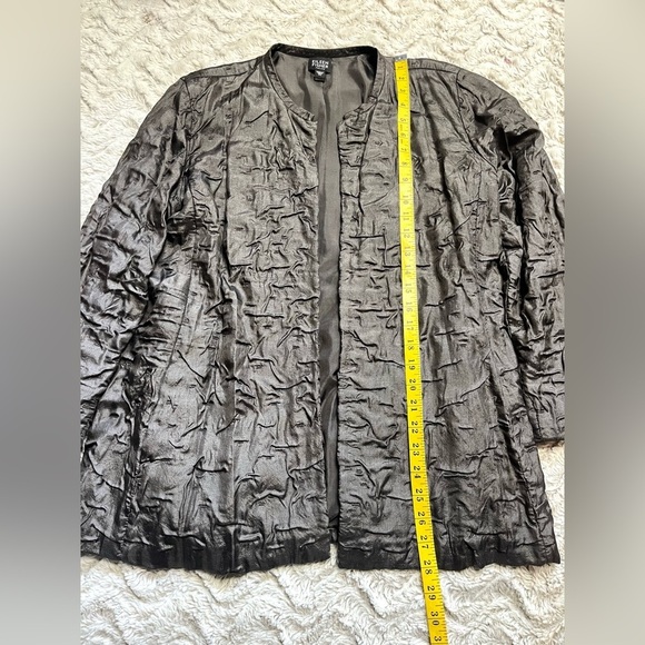 Eileen Fisher Silk Jacket Brown Mandarin Collar 
Size PL - Picture 7 of 8